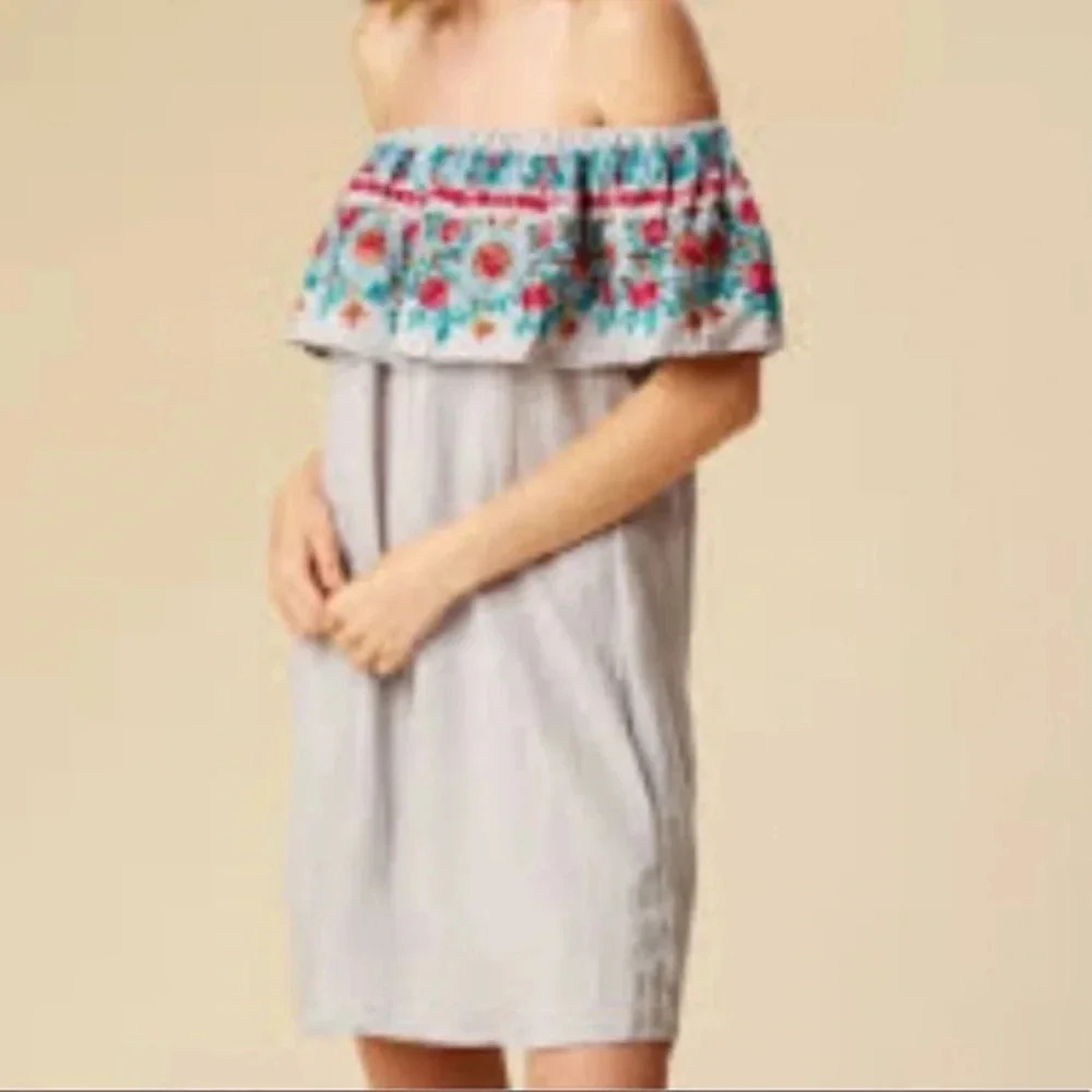 Umgee Off Shoulder Floral Embroidered Dress - Picture 8 of 8